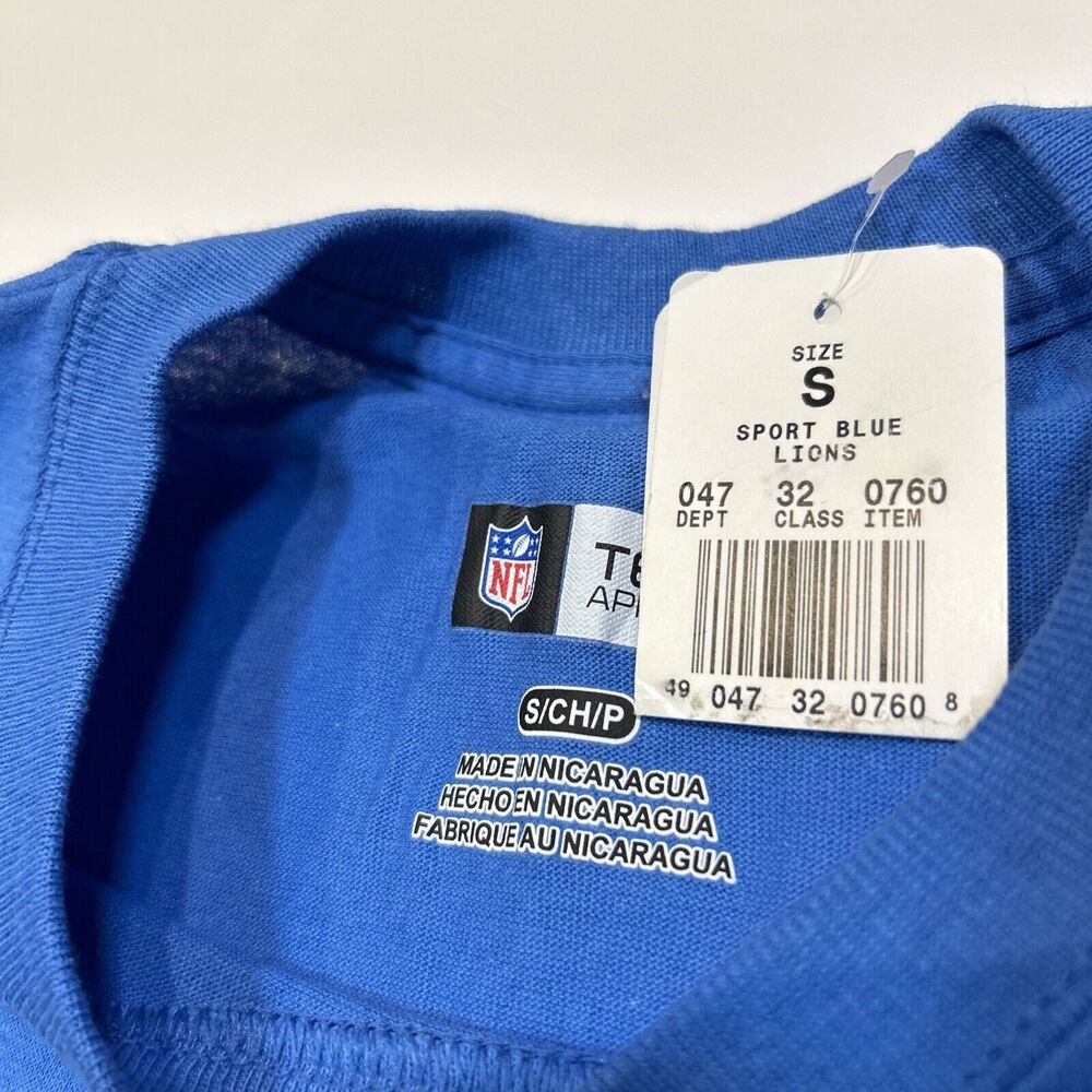 Detroit Lions Shirt Adult Small Blue NFL Football Logo Mask Tee Men - Picture 7 of 12